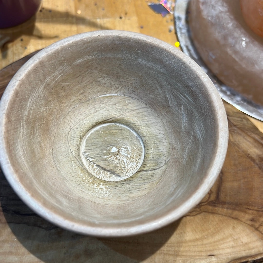 Etched Wooden Crystal Display Bowl