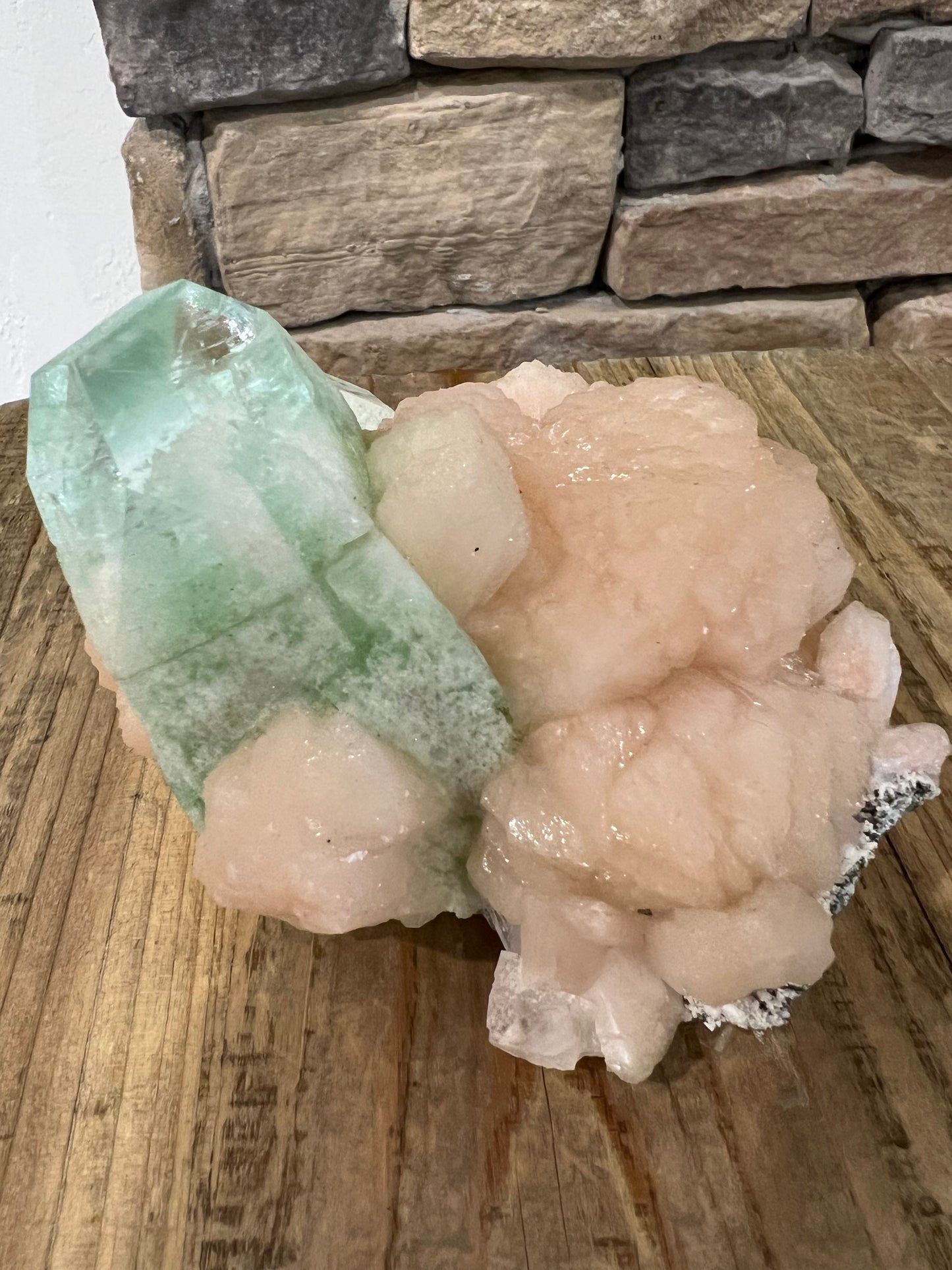 Green Apophyllite With Stilbite Cluster