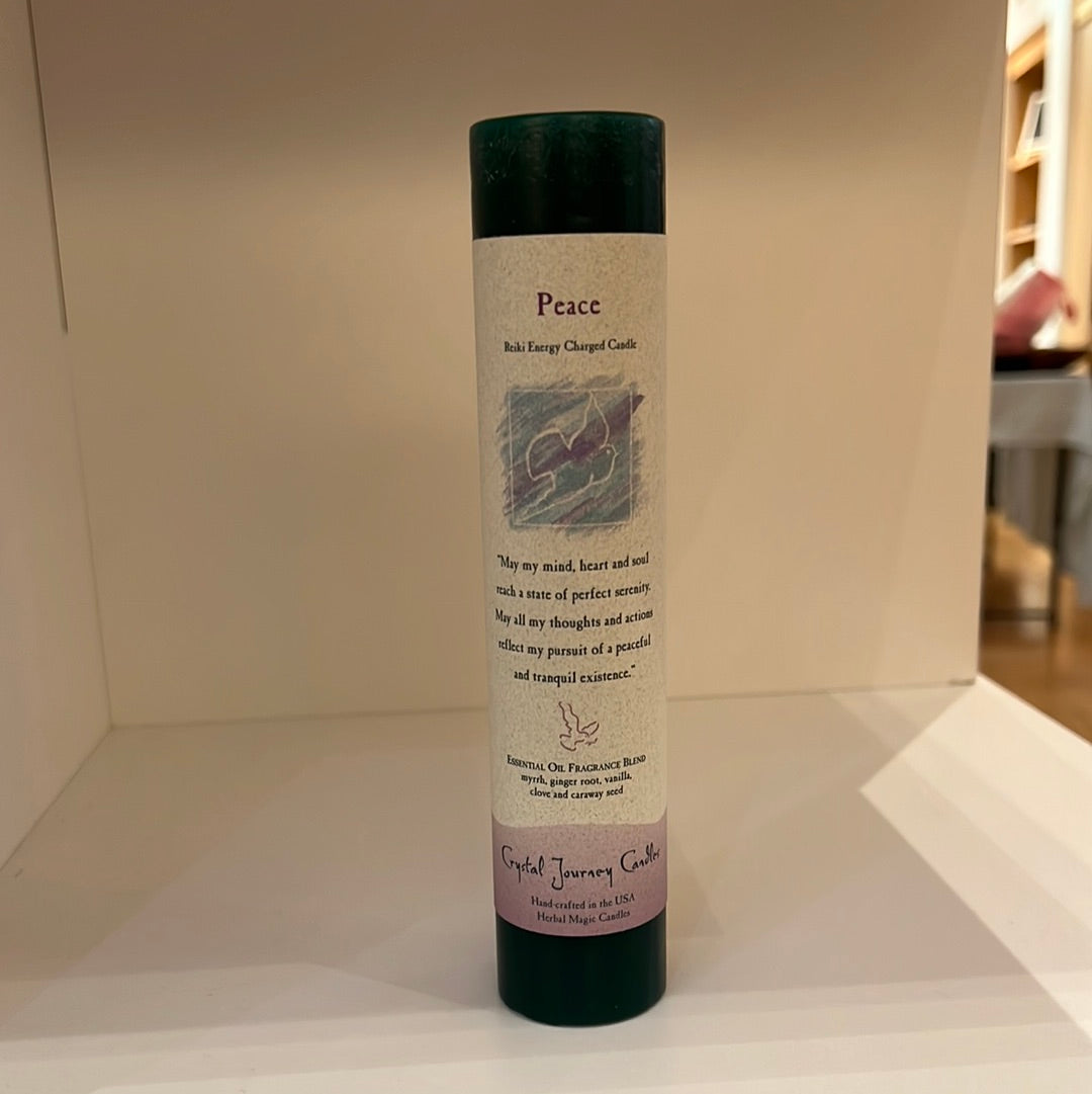 Peace - Crystal Journey Thin Pillar Candle