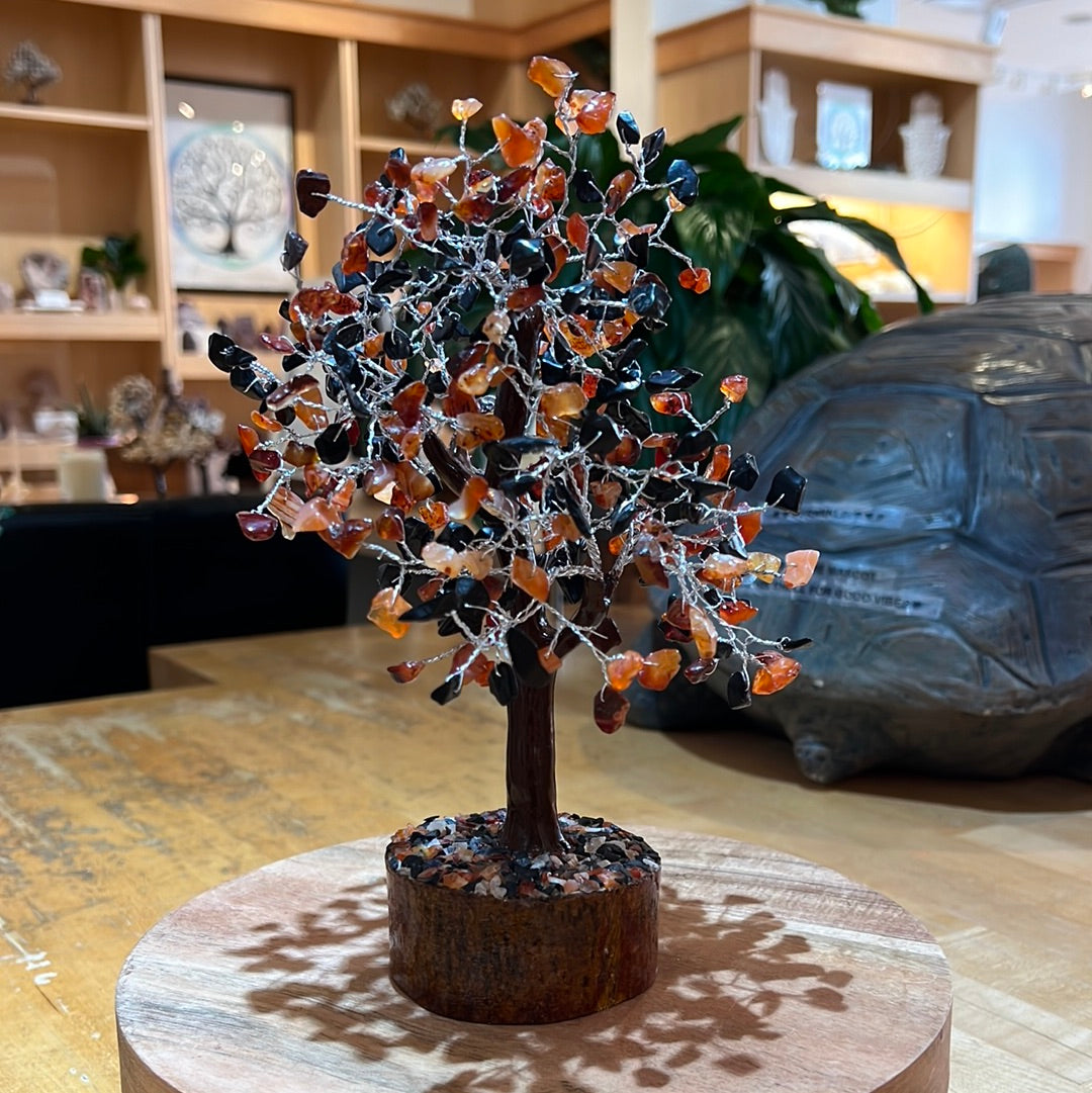 Carnelian And Black Tourmaline Gemstone Tree