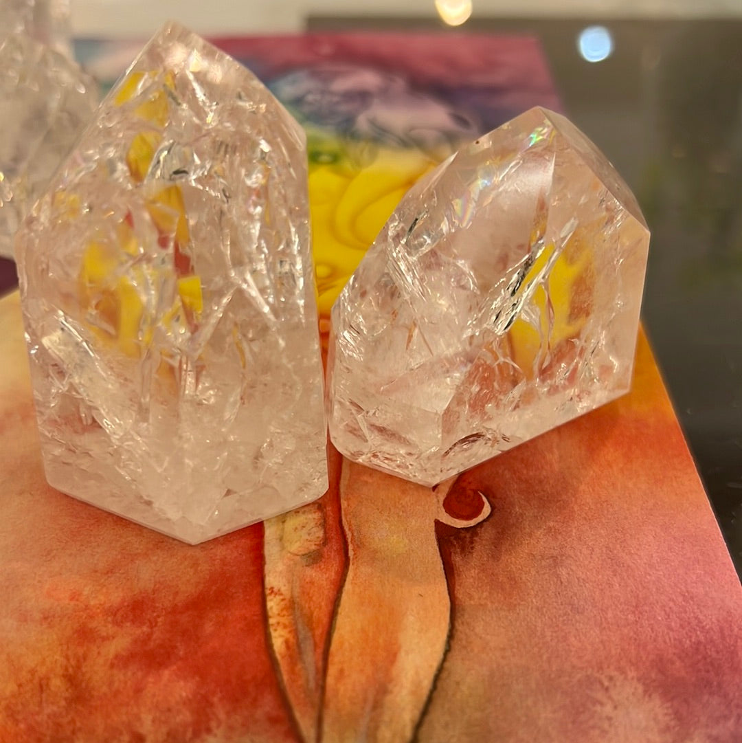 Crackle Quartz Tower- fire and ice