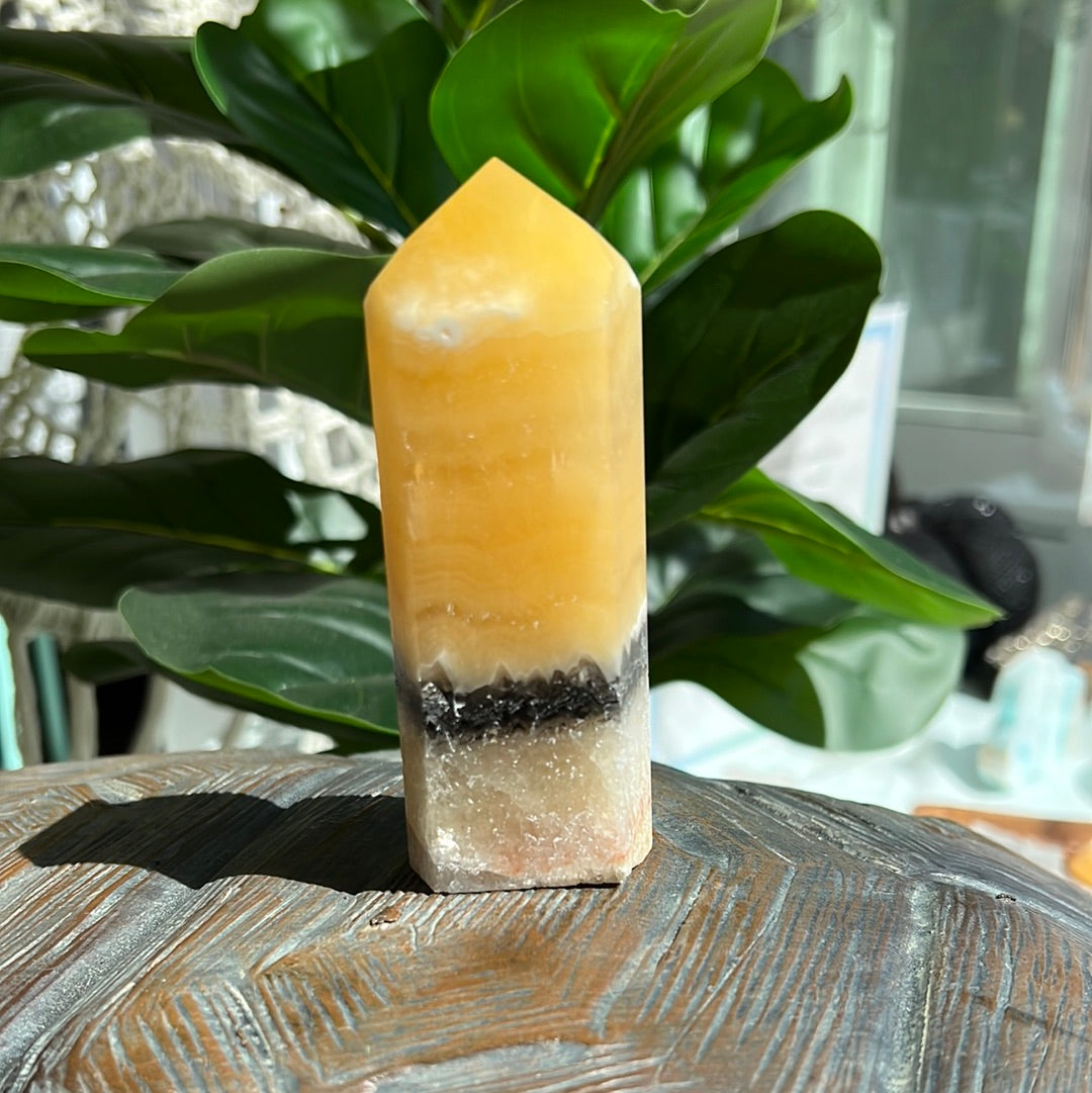 Yellow Calcite With Chalcedony