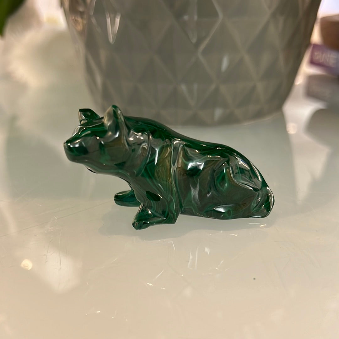 Malachite Bear Carving