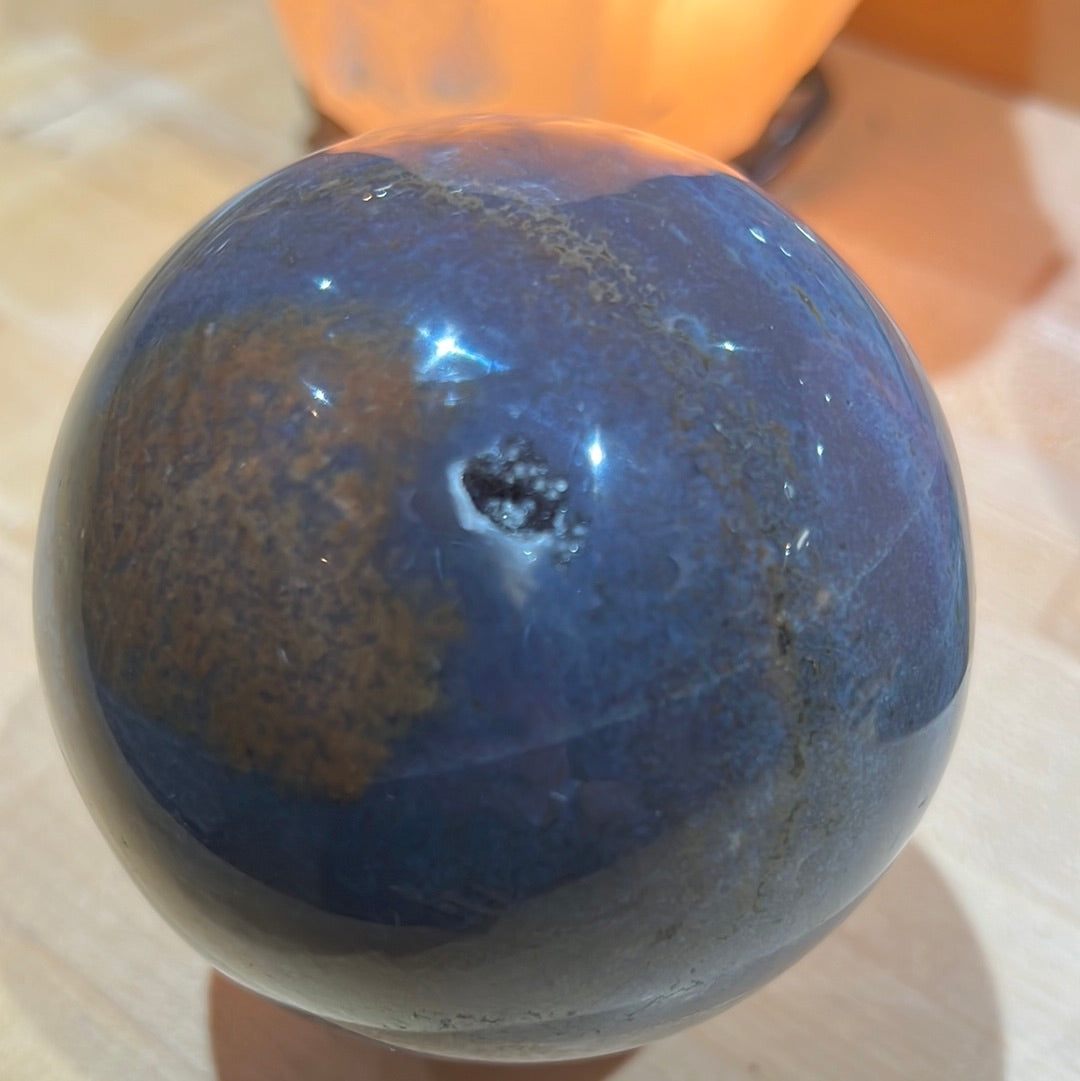 Ocean Jasper Sphere With Druzy Pockets
