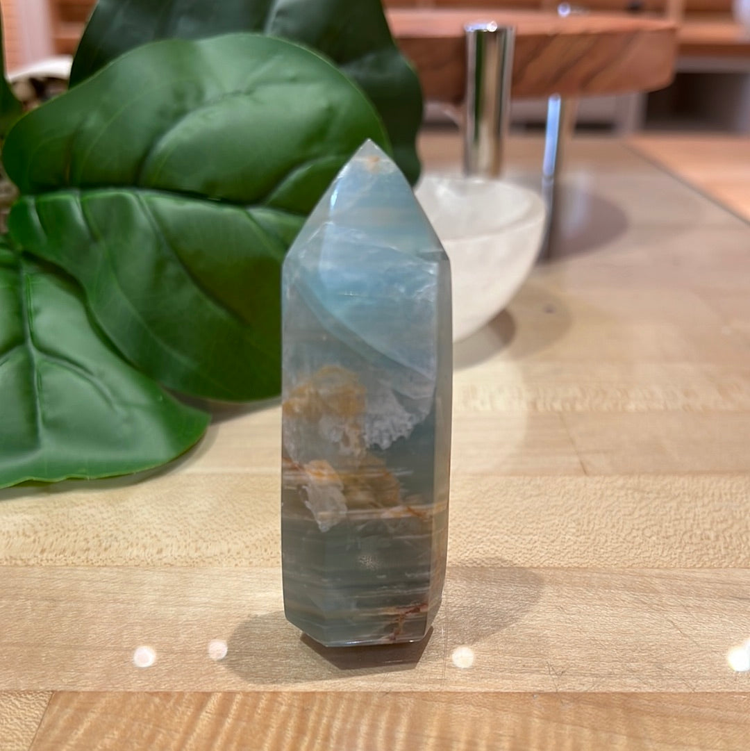Blue Aquatine Lemurian Calcite Tower