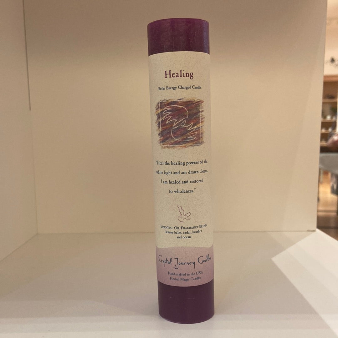 Healing - Crystal Journey Thin Pillar Candle