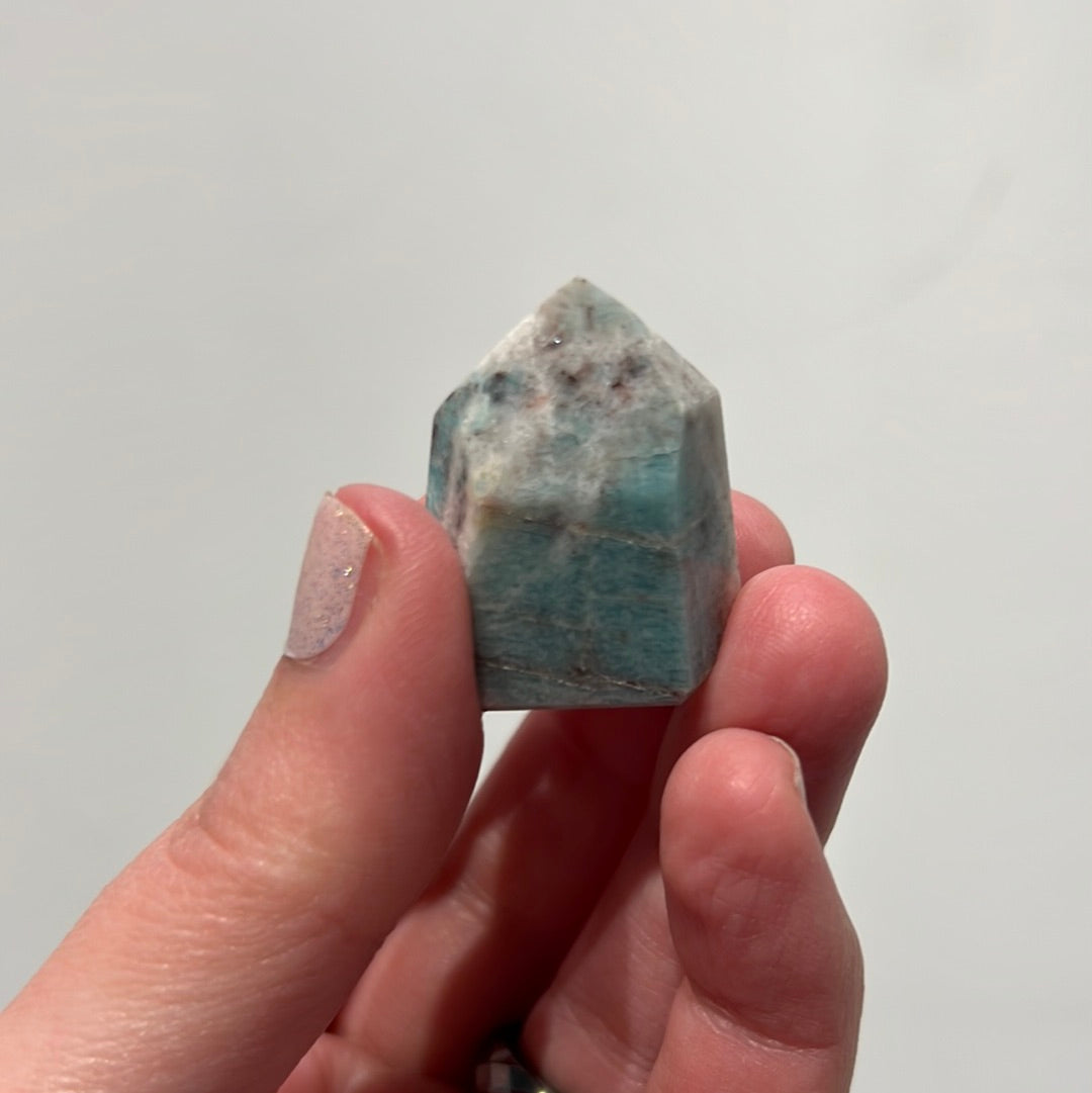 Amazonite Tower With Smoky Quartz