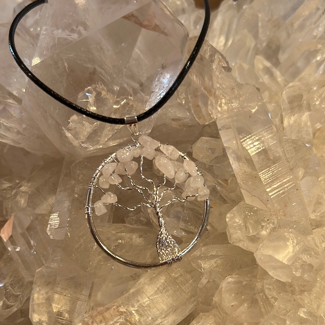 Rose Quartz Tree Of Life Necklace