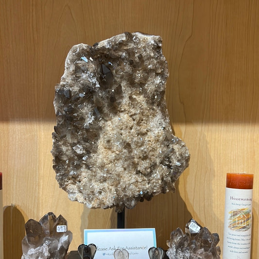 Smoky Quartz Display On Custom Stand From Brazil