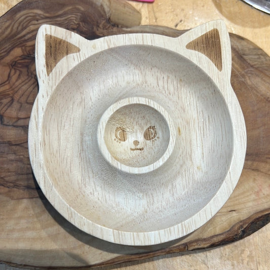 Wooden Cat Face Sphere Stand