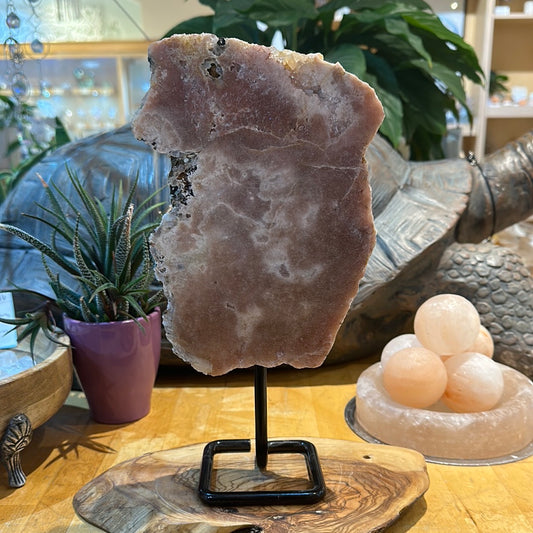 Pink Amethyst Slab on Custom Stand - #18