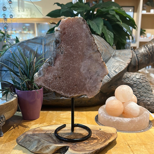 Pink Amethyst Slab on Custom Stand - #28