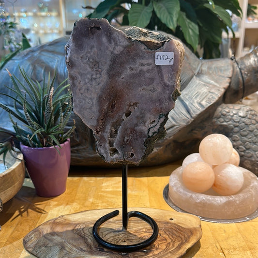 Pink Amethyst Slab on Custom Stand #19