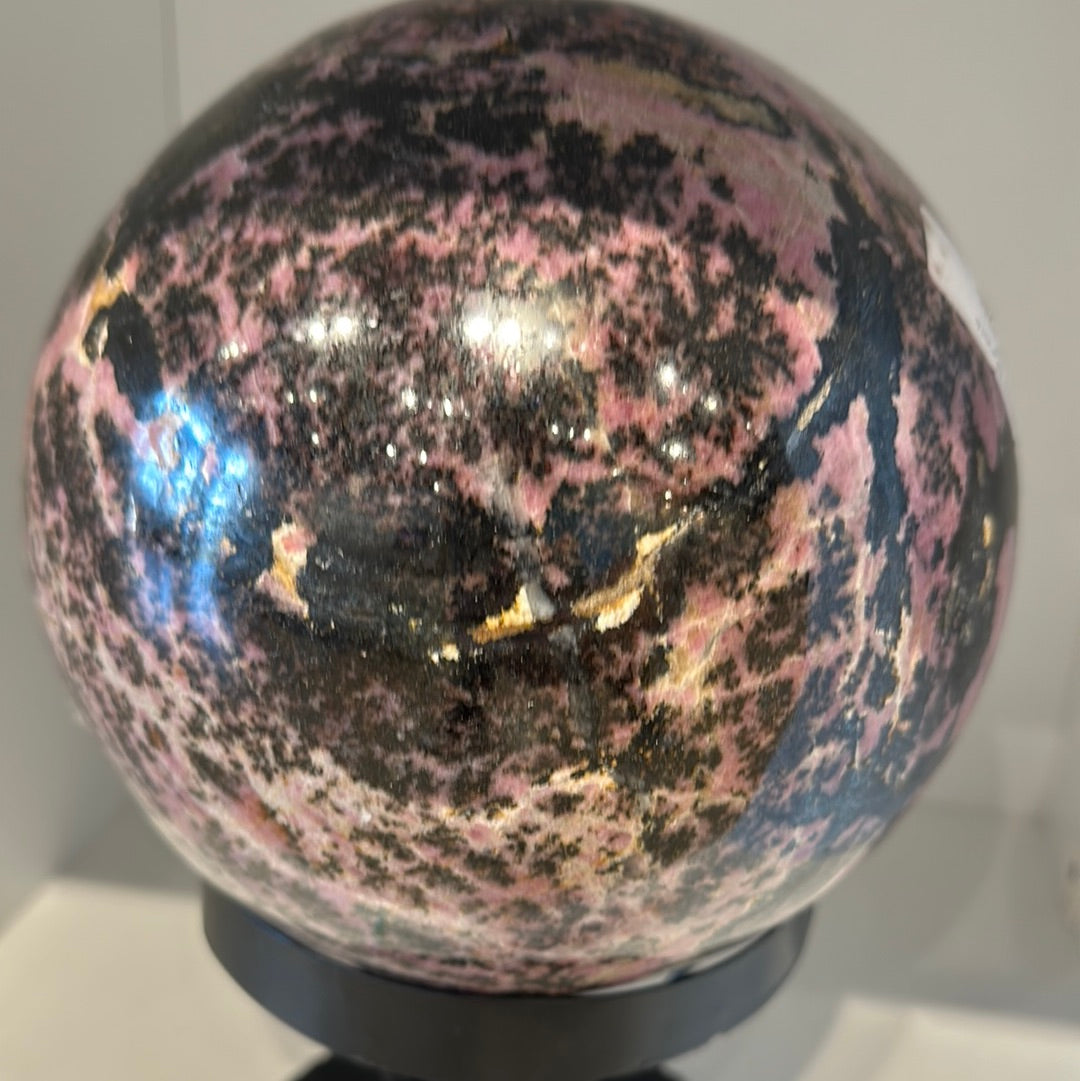 Rhodonite Sphere With Custom Stand