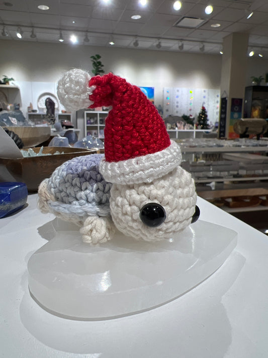 Handmade Crochet Santa Turtle