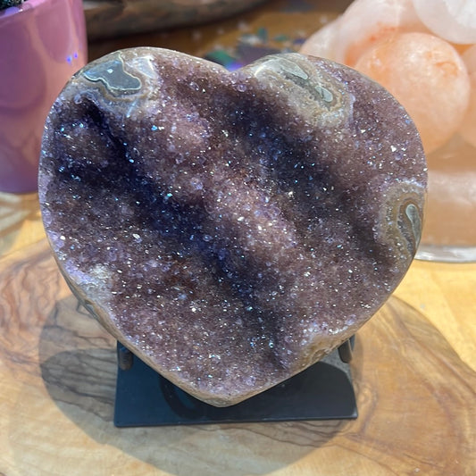 Amethyst Heart With Custom Stand
