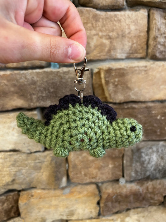 Handmade Crochet Stegosaurus Keychain