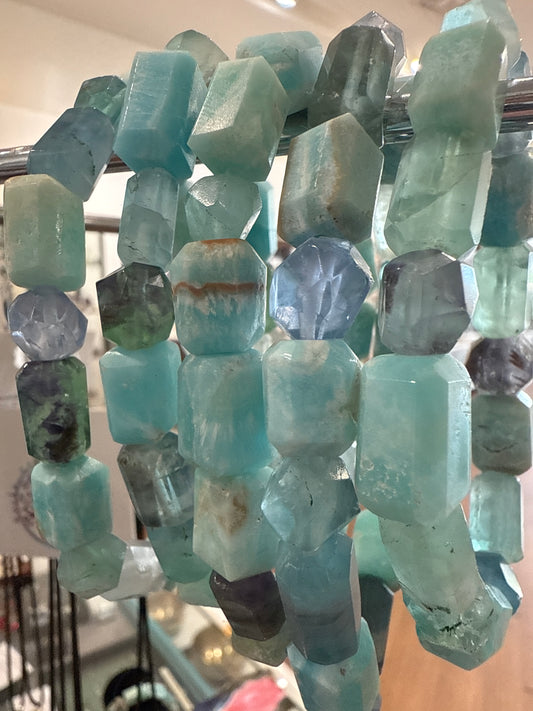 Blue Aragonite And Fluorite Bracelet