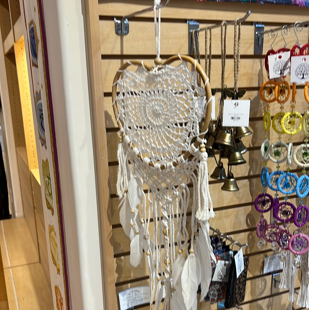 Medium Crochet Heart Dreamcatcher  Bamboo Frame
