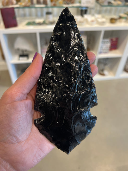 Black Obsidian Arrowhead Carving