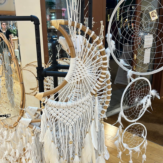 Crochet Macrame Moon Dreamcatcher Medium -12 inch moon