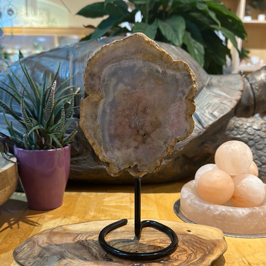 Pink Amethyst Slab on Custom Stand - #25
