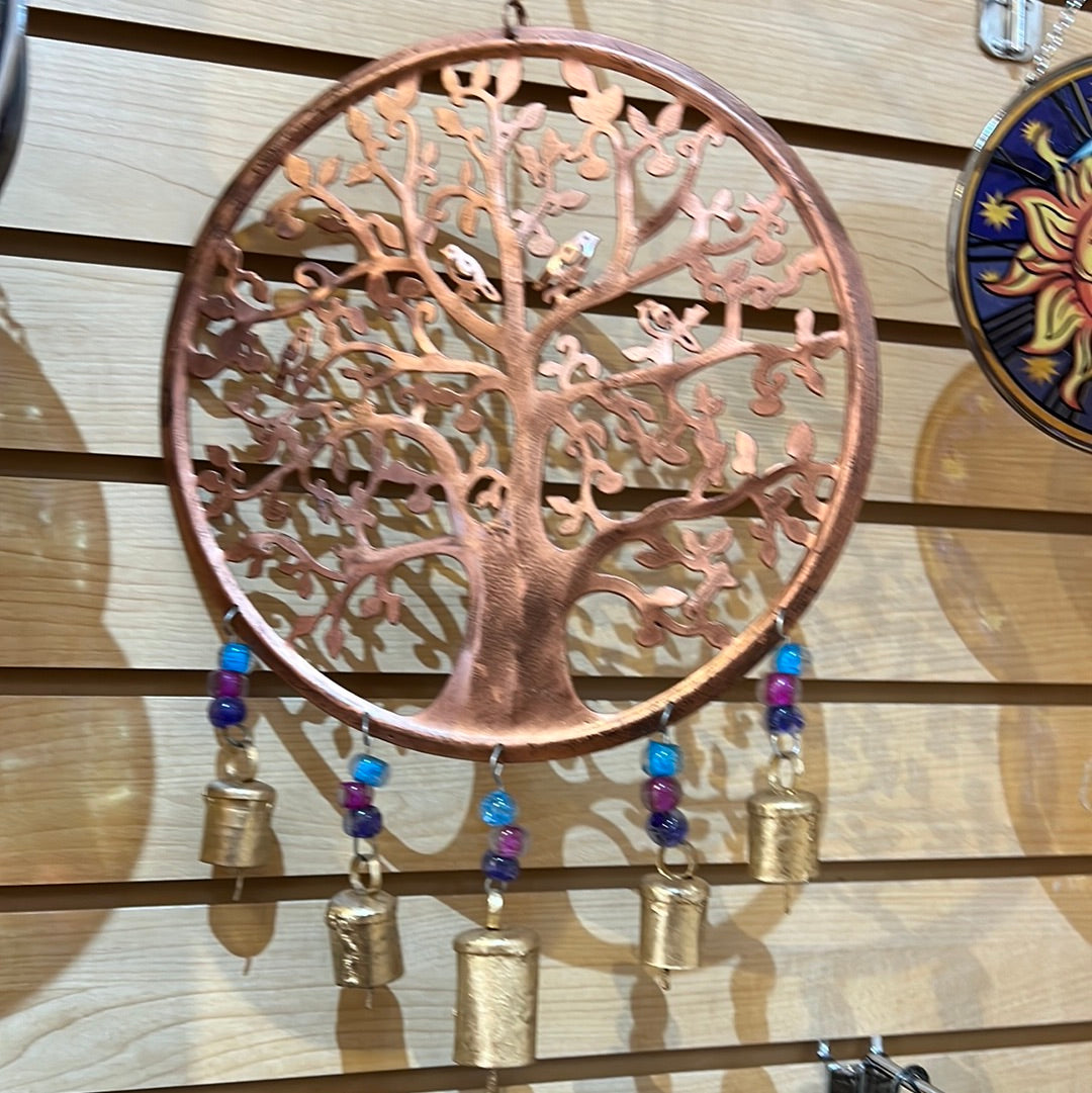 Recycled Copper Tree Of Life With Birds And Bells