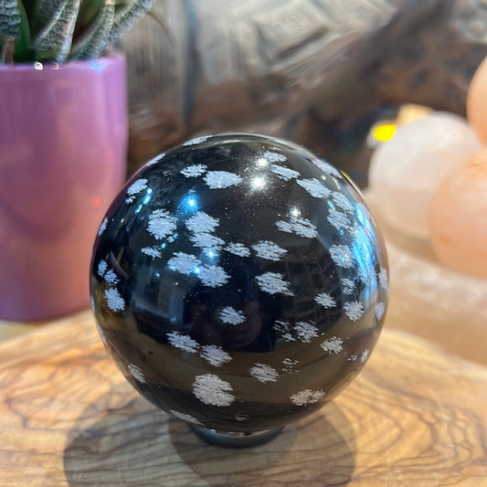 Snowflake Obsidian Sphere