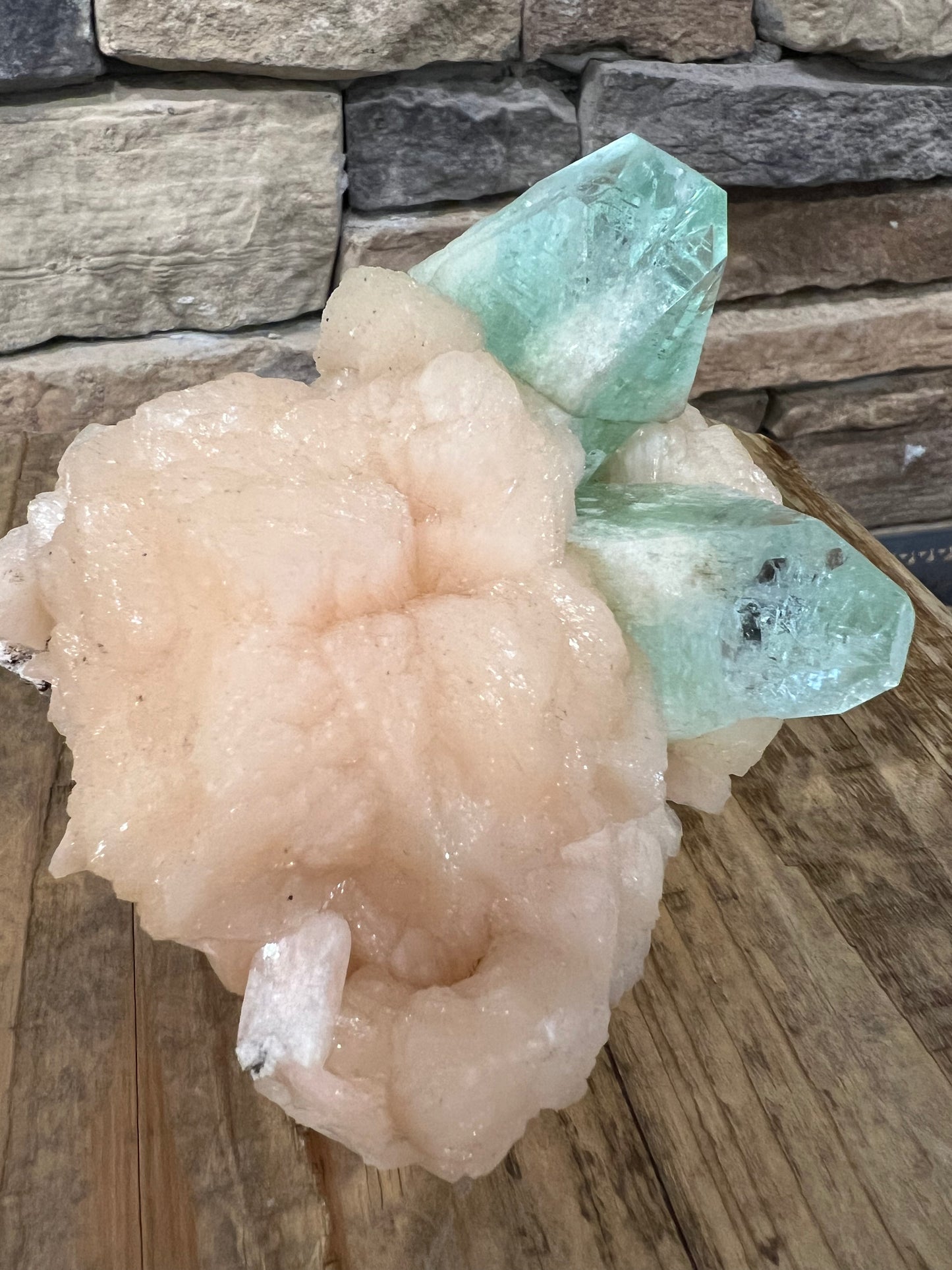 Green Apophyllite With Stilbite Cluster