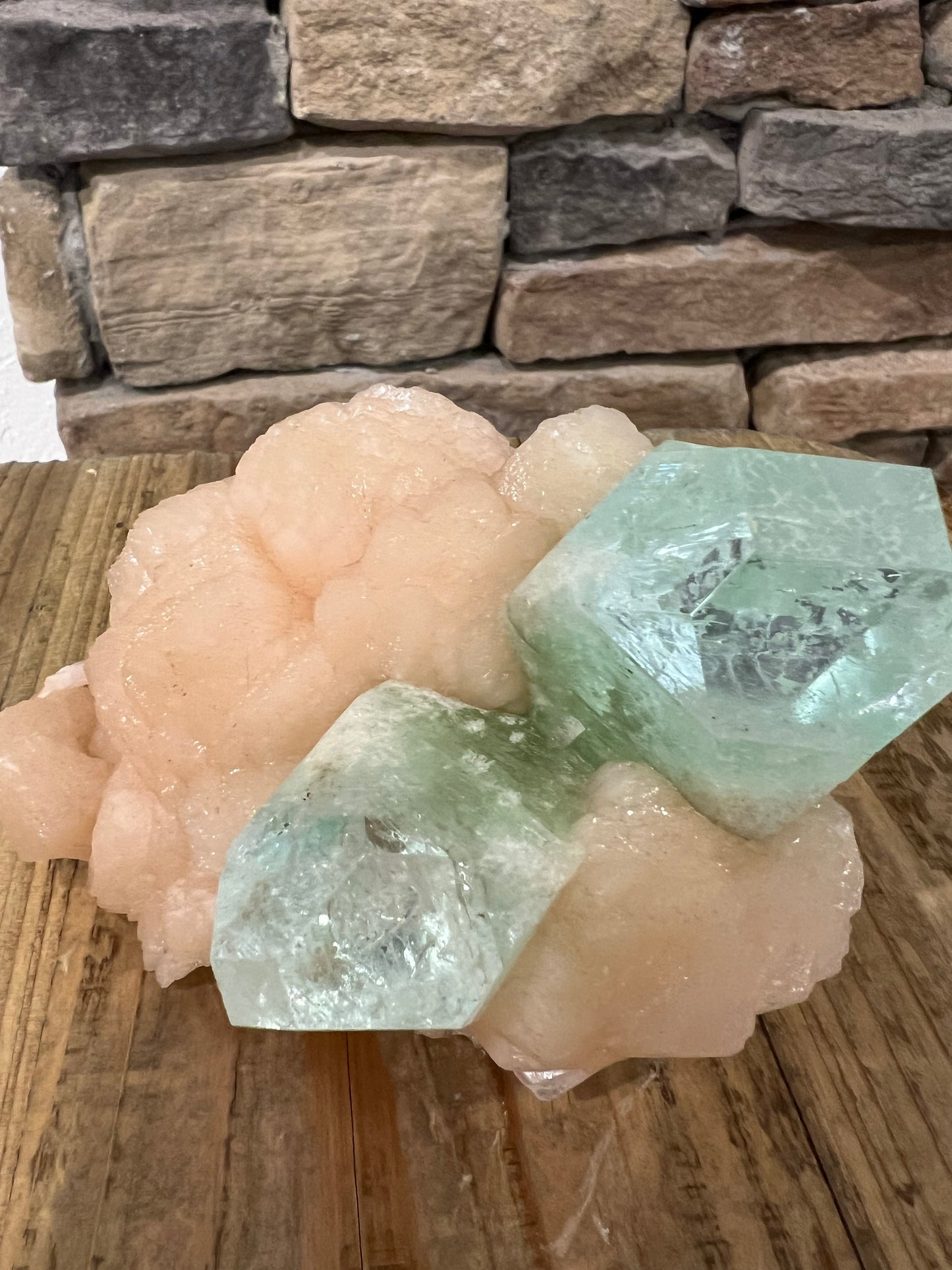 Green Apophyllite With Stilbite Cluster