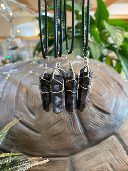 Indigo Gabbro Wire Wrapped Pendant