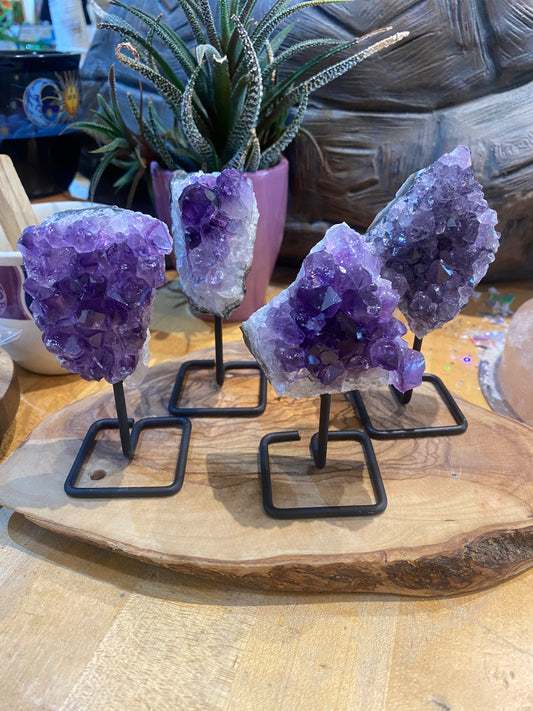 Amethyst Cluster On Metal Stand