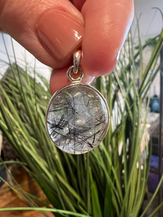 Tourmalated Quartz Pendant Set In Sterling Silver