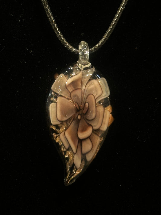 Shimmery Glass Art Pendant - Dusty Rose