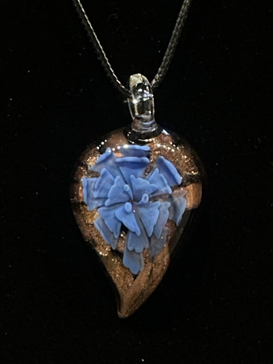 Shimmery Glass Art Pendant - Cornflower Blue