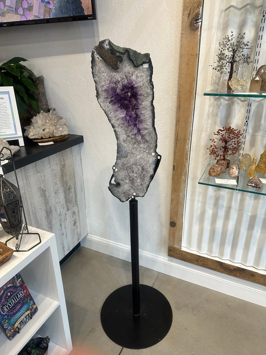 Natural Brazilian Amethyst With Spinning Custom Stand