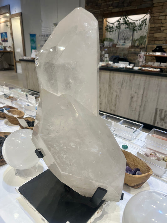 Twin Double Terminated Clear Quartz On Custom Stand From Brazil