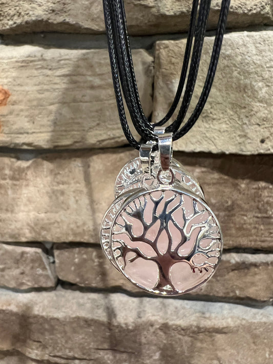 Rose Quartz Tree Of Life Overlay Necklace