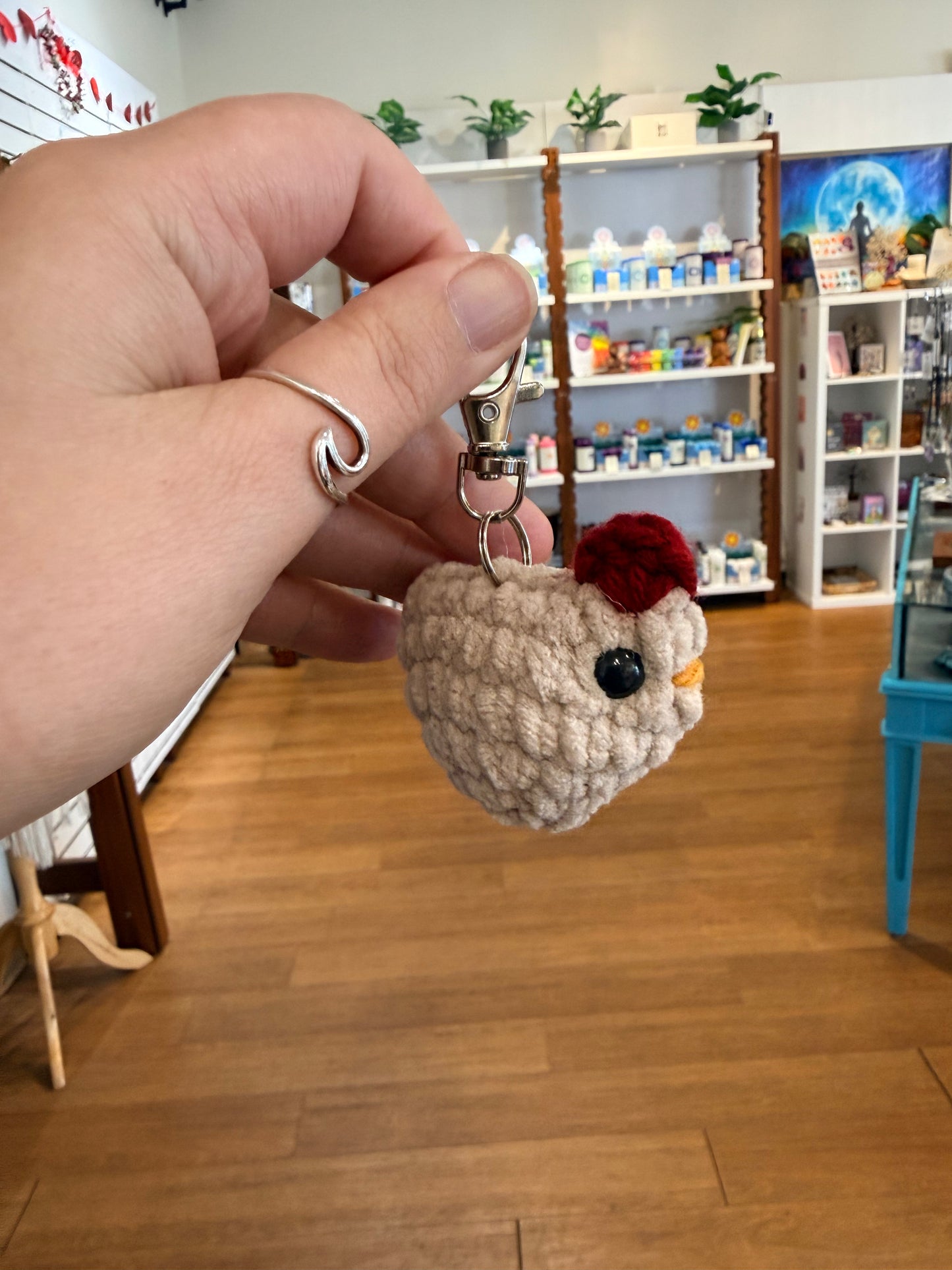 Handmade Crochet Chicken Keychain