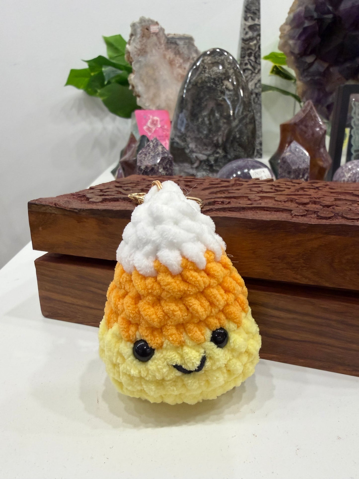 Handmade Crochet Candy Corn Keychain