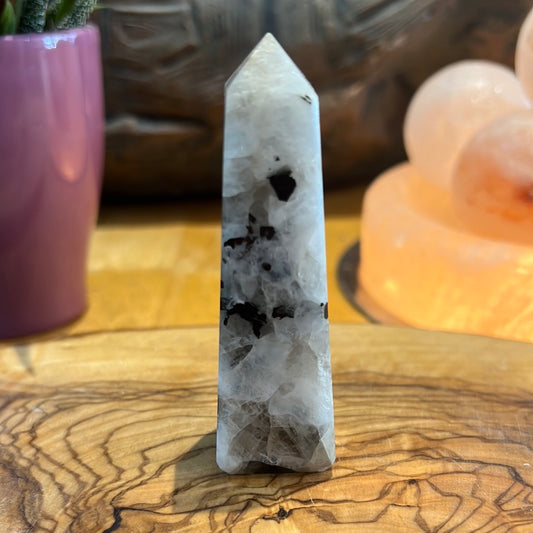 Rainbow Moonstone Tower With SmokyQuartz