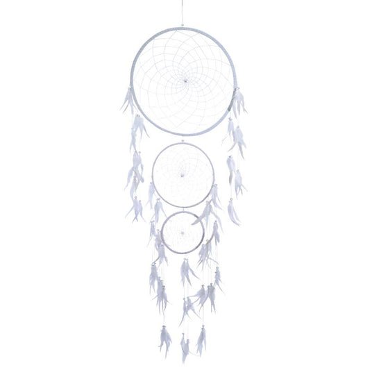 Large White Dreamcatcher With Clear Crystals