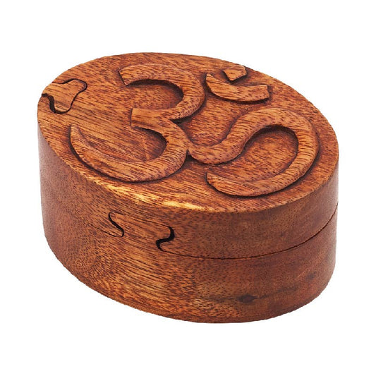 Wooden Om Puzzle Box