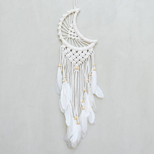 Crochet Macrame White Moon Dream Catcher Wall Dreamcatcher
