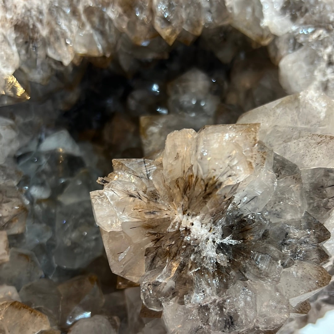 Quartz Geode With Tourmaline And Rutile Inclusions
