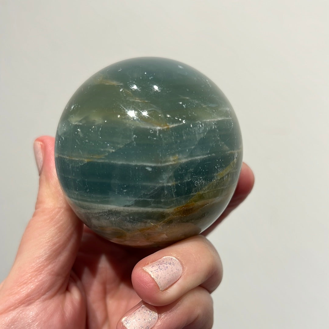 Aquatine Lemurian Calcite Sphere