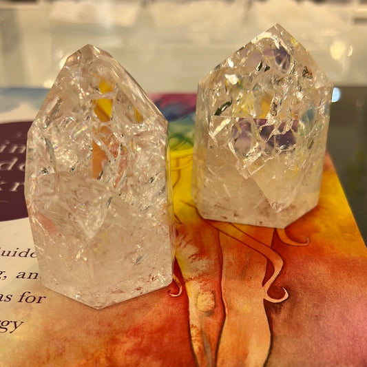 Crackle Quartz Tower- fire and ice
