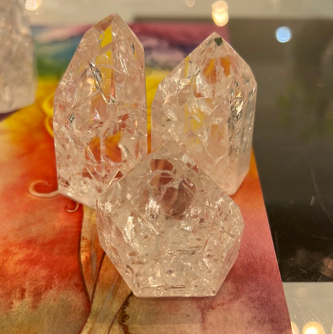 Crackle Quartz Tower-fire and ice