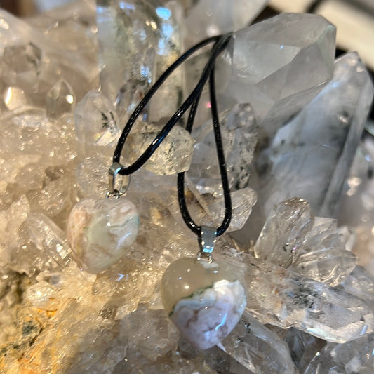 Flower Agate Heart Pendant
