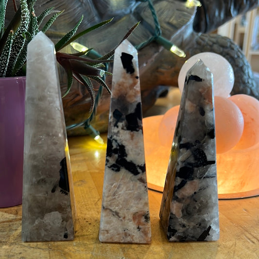 Black Tourmaline On Feldspar